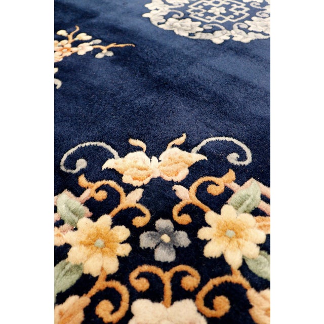Traditional Pasargad Home Antique Art Deco Navy Area Rug, 7'10'' X 10' 3'' For Sale - Image 3 of 6