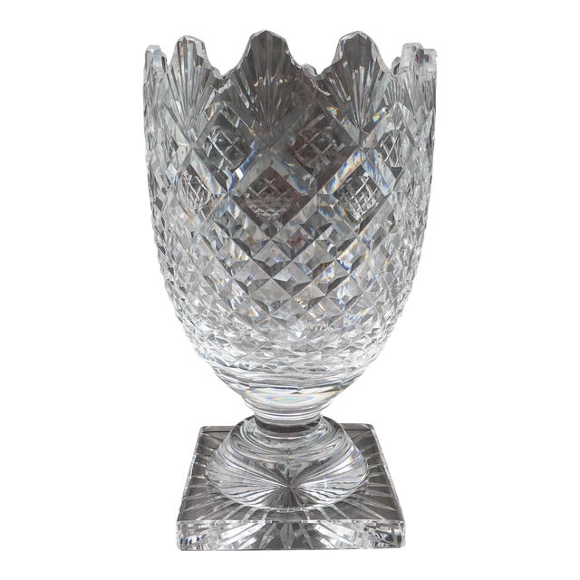 Vintage Waterford Ireland Master Cutter Collection Footed Crystal Vase For Sale
