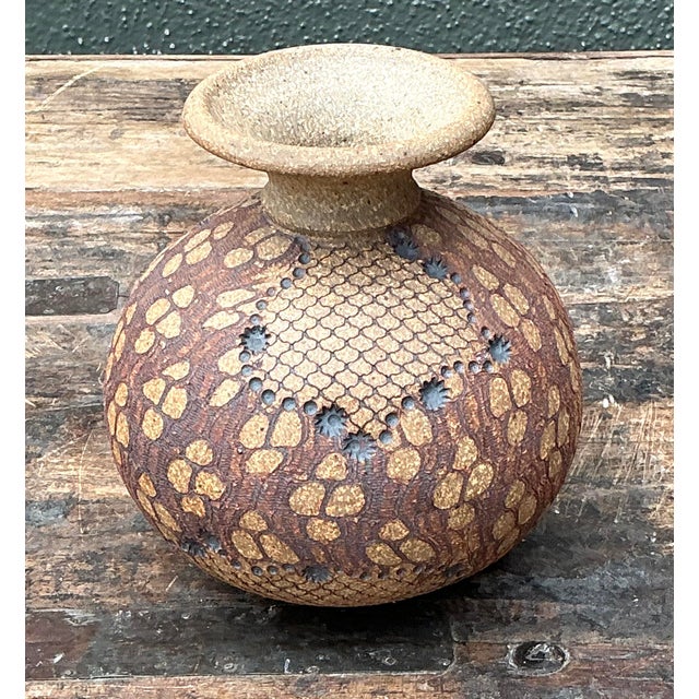 Vintage Original Studio Pottery Snakeskin Vase For Sale In West Palm - Image 6 of 12
