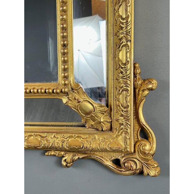 Large 19th Century Mirror with Gilded Wooden Pediment For Sale - Image 3 of 9