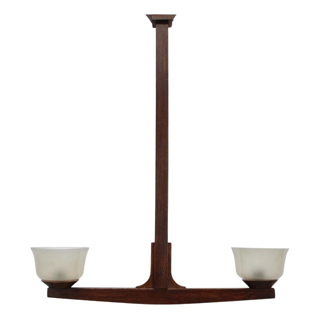 Mid-Century Modern Wooden Chandelier, 1930s For Sale