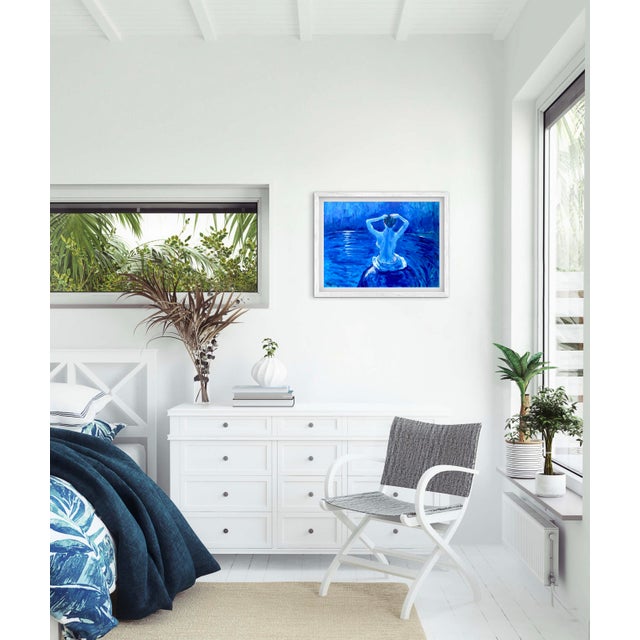 Midnight Bath – Contemporary Blue Impressionist Nude Oil Painting by Haas For Sale In Reno/Lake Tahoe - Image 6 of 9