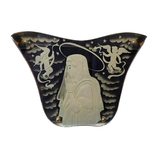Mirror with Madonna & Angel Design by Luigi Brusotti for Fontana Arte, 1940s For Sale