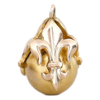 Antique Victorian Gold Plated Fleur-De-Lis Bracelet Charm or Watch Fob For Sale