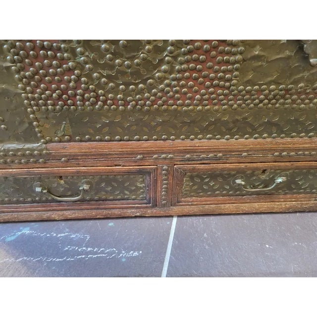 Antique Brass-Studded Zanzibar Chest/Trunk For Sale - Image 9 of 12