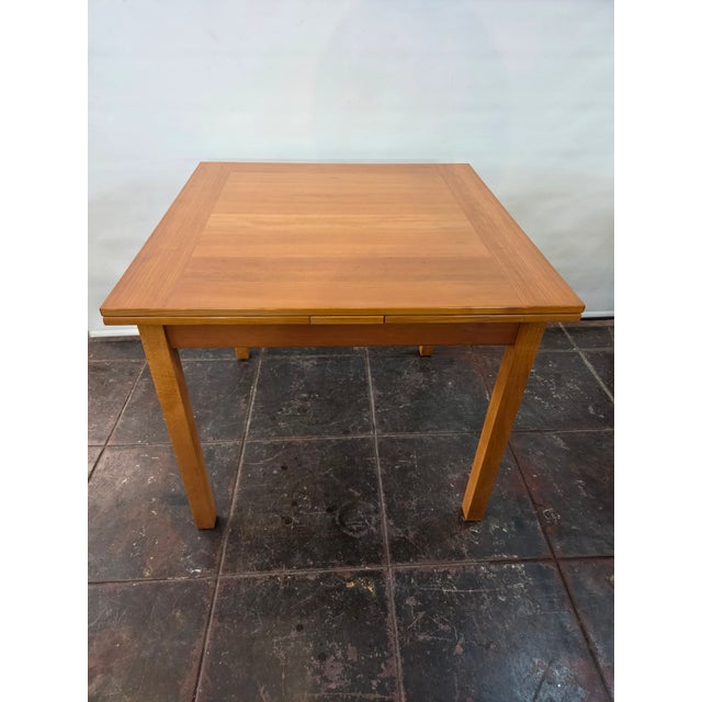 Wood Mid-Century Draw Leaf Table Denmark 36x36 Open 36x65 For Sale - Image 7 of 7