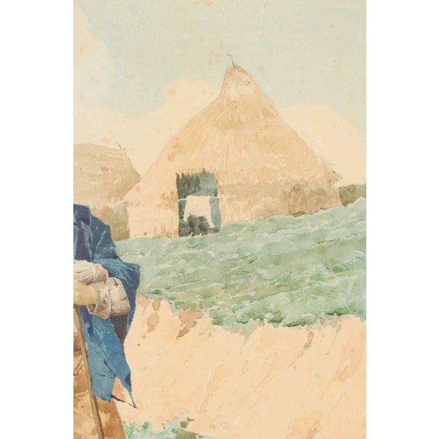 Late 19th Century Filippo Indoni Watercolor of Young Man For Sale - Image 5 of 10