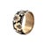 Classic 10K yellow gold vintage band ring featuring an intricate floral and scroll engraved pattern with darkened...