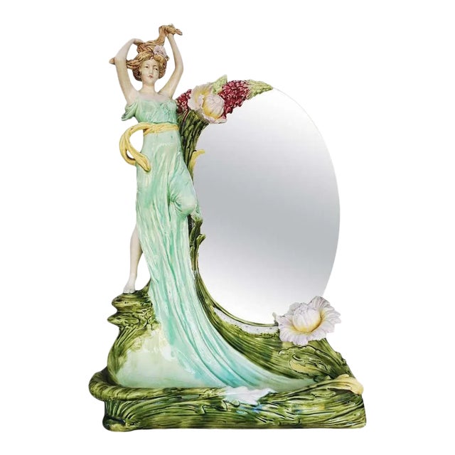 Hans Kieweg Art Nouveau Figural Vanity Mirror for Fraureuth For Sale