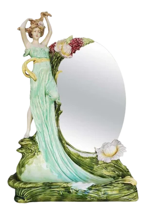 Hans Kieweg Art Nouveau Figural Vanity Mirror for Fraureuth