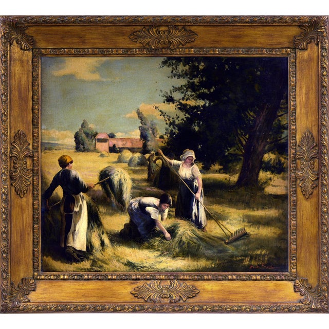 Emilio Pergola, Country Scene with Figures, 1990s, Oil on Canvas, Framed For Sale - Image 10 of 10