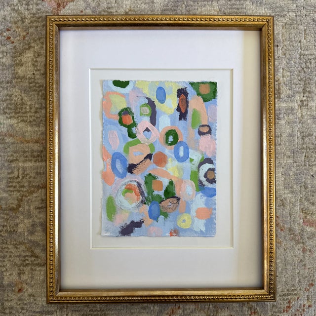 Abstract Original Set of Three Abstract Paintings Matted and Framed For Sale - Image 3 of 7