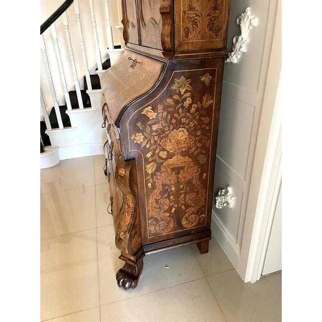 Late 18th Century 18th Century Dutch Marquetry Inlaid Burr Walnut Bureau Bookcase, 1780s For Sale - Image 5 of 18