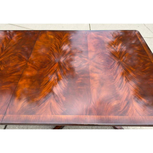 Wood Grand Matchbook Flame Mahogany Pedestal Claw Foot Dining Table For Sale - Image 7 of 11