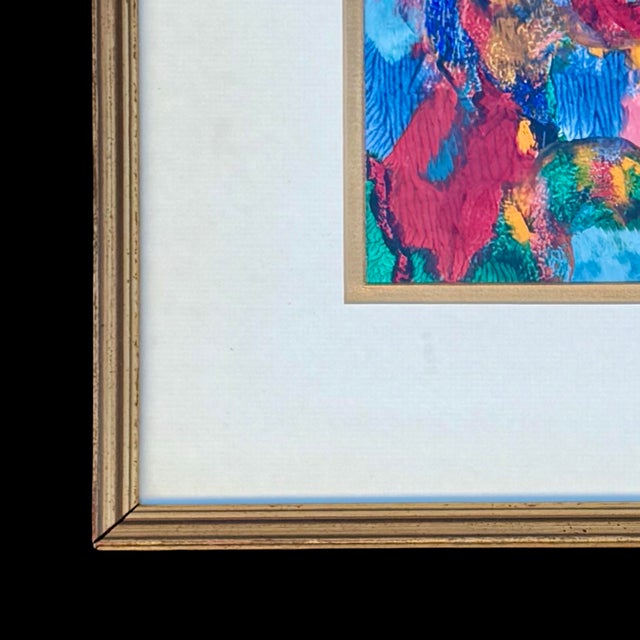 Pink Vintage Vibrant Abstract Expressionist Hand-Painted Alkyd Monotype by Adrenn Doss For Sale - Image 8 of 10