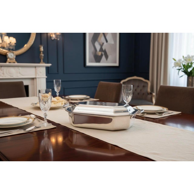 Early 20th Century Art Deco Octagonal Silver Plated Handled Serving Dish For Sale - Image 9 of 9