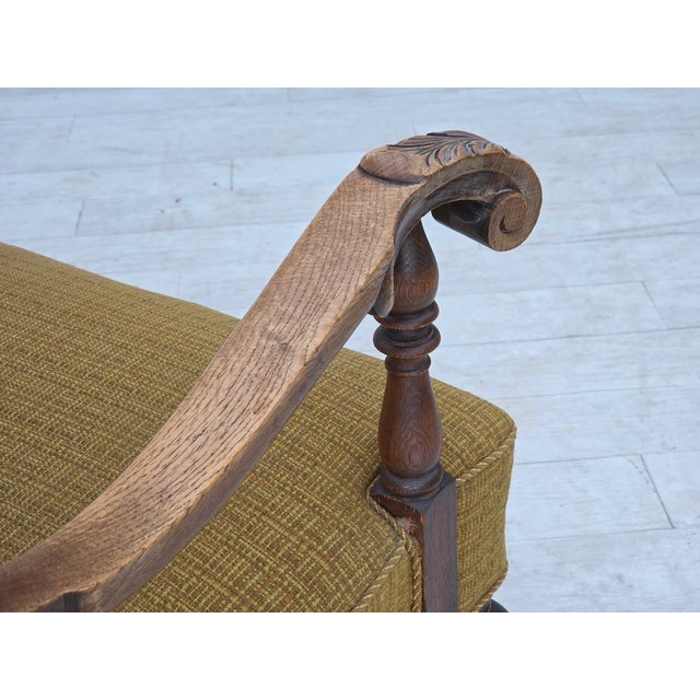 Danish Armchair in Green Furniture Wool and Oak Wood, 1960s For Sale - Image 9 of 18