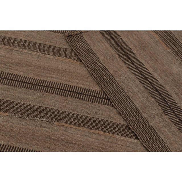 Beige Vintage Persian Kilim, Earth-Toned Monochromatic Vertical Stripes For Sale - Image 8 of 8