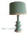 Hand Painted Lamp in Greens and Salmon Orange For Sale