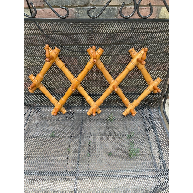 1950s Expandable Bulgarian Faux Bamboo Wooden Coat and Hat Rack For Sale - Image 17 of 18