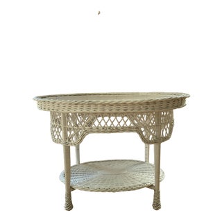 Antique Bar Harbor Wicker Console Table For Sale