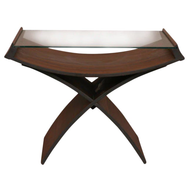 MidCentury Molded Plywood Side Table with Glass Top Chairish