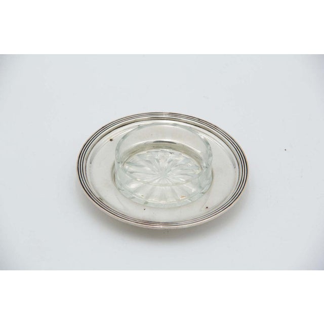 Circular Silver Butter Dish with Glass Core For Sale - Image 3 of 3