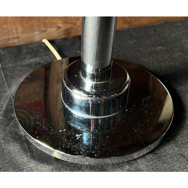 1970s Mid Century Modern 1970's French Chrome & Glass Table Lamp by s.c.e. For Sale - Image 5 of 9