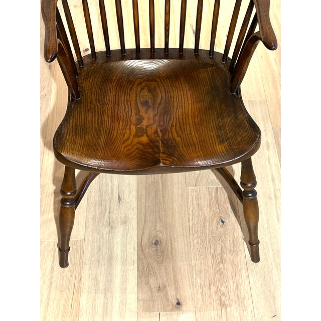 Late 20th Century Late 20th Century Fine English Reproduction Oak Windsor Stickback Arm Chair For Sale - Image 5 of 5