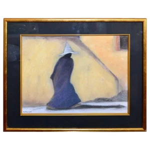 Original Mid-Century Modern Signed Golden Framed Art Signed M. Aronoff