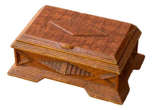 Exceptional Vintage Art Deco Prison Art Shellacked Matchstick Box, Circa 1920s-40s