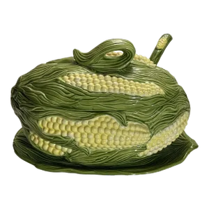 Mid 20th Covered Corn Tureen With Ladle & Serving Platter