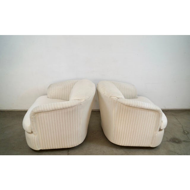 Textile 1970’s Postmodern Swivel Lounge Chairs - A Pair For Sale - Image 7 of 12