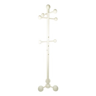 Italian White Laquered Wood Coat Rack in the style of O. Borsani, 1970s For Sale