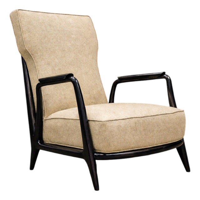 Armchair in Black Hardwood & Chenille, Giuseppe Scapinelli, 1950s - Lot 584 For Sale