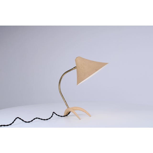 Brass and Beige Crowfoot Table Lamp attributed to Cosack Leuchten, 1950s For Sale - Image 17 of 18