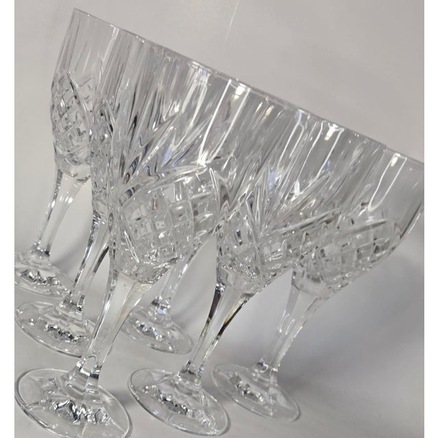 Art Deco 1990s Art Deco Cut Crystal Goblets - Set of Six For Sale - Image 3 of 11