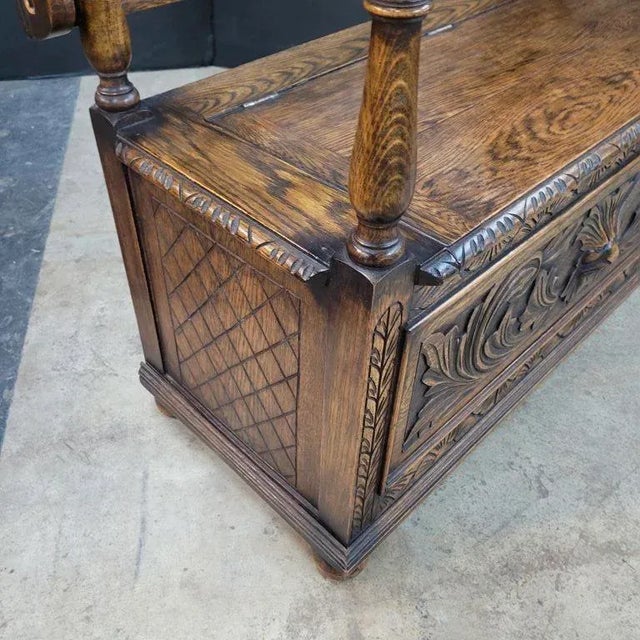 Brown Antique English Bench Monk Style 19th Century For Sale - Image 8 of 13