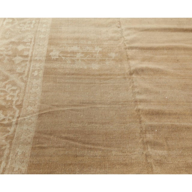 Textile Authentic Indian Amritsar Abstract Handwoven Wool Rug in Brown For Sale - Image 7 of 8