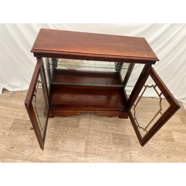 Vintage China Cabinet Curio Display Glass Door, Shelf, Curved Sides, Mirror Back For Sale - Image 4 of 14