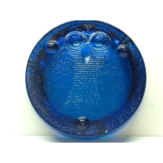 Vintage Cobalt Blue Blenko Art Glass Owl Ashtray Chairish