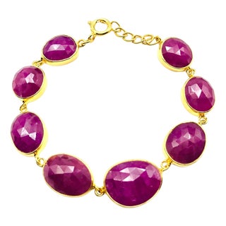Bochic "Rough Cut" Natural Red African Rubies Set In 18K Gold & Silver For Sale