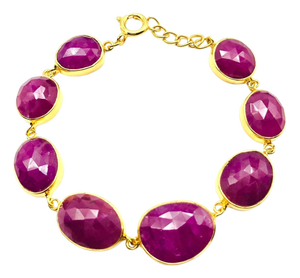 Bochic "Rough Cut" Natural Red African Rubies Set In 18K Gold & Silver
