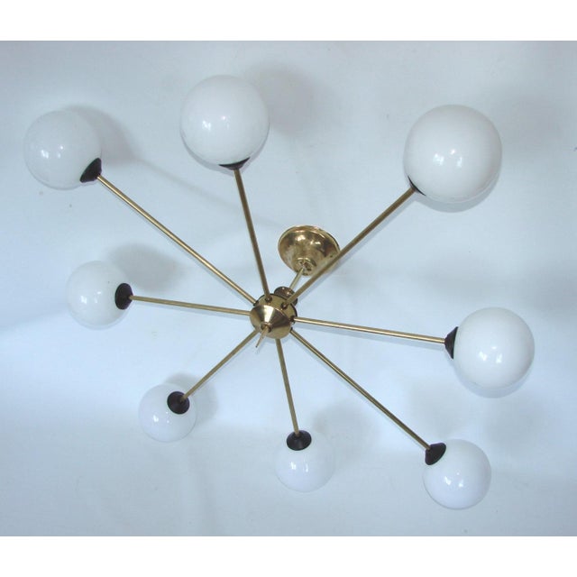 Brass, Metal and Glass Chandelier from Stilnovo, 1960s For Sale - Image 9 of 10