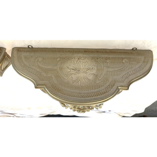 Vintage Hollywood Regency Style Wall Console Shelves- A Pair For Sale - Image 14 of 18