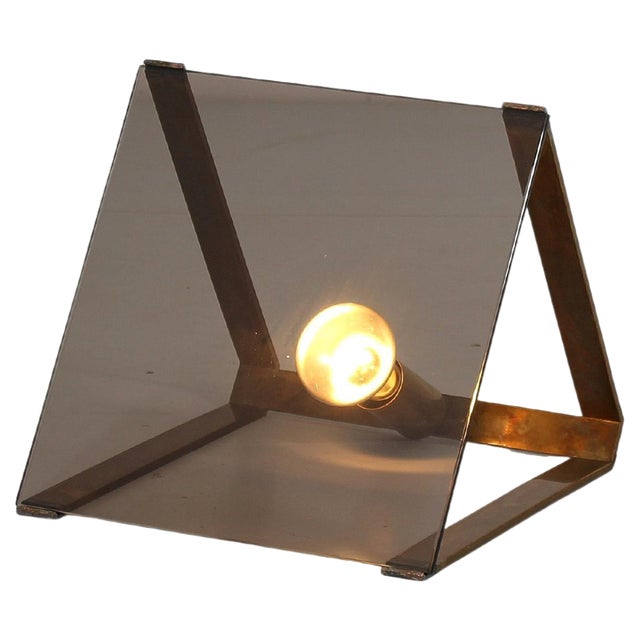 Mid-Century Brass and Smoked Glass Floor Lamp from Fontana Arte, Italy, 1960 For Sale