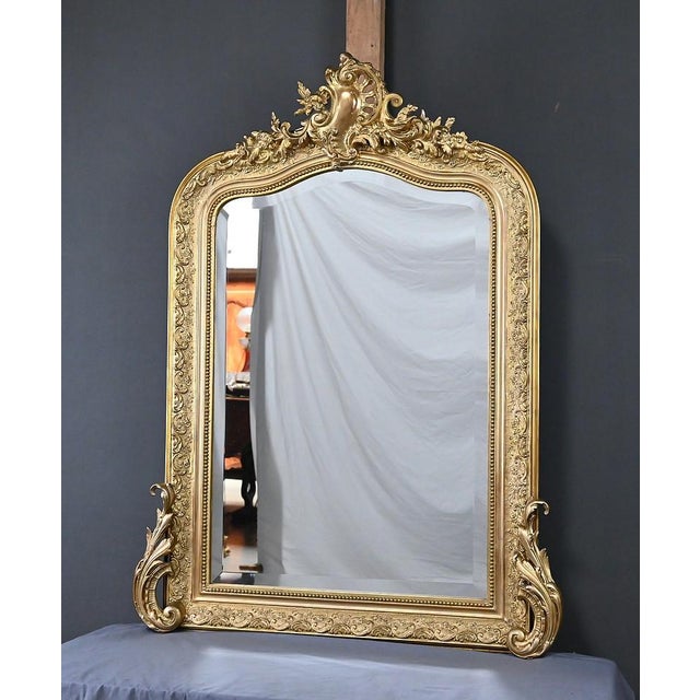 Beveled Mirror with Pediment, Louis Xv Style Second Half of the 19th Century For Sale - Image 3 of 12