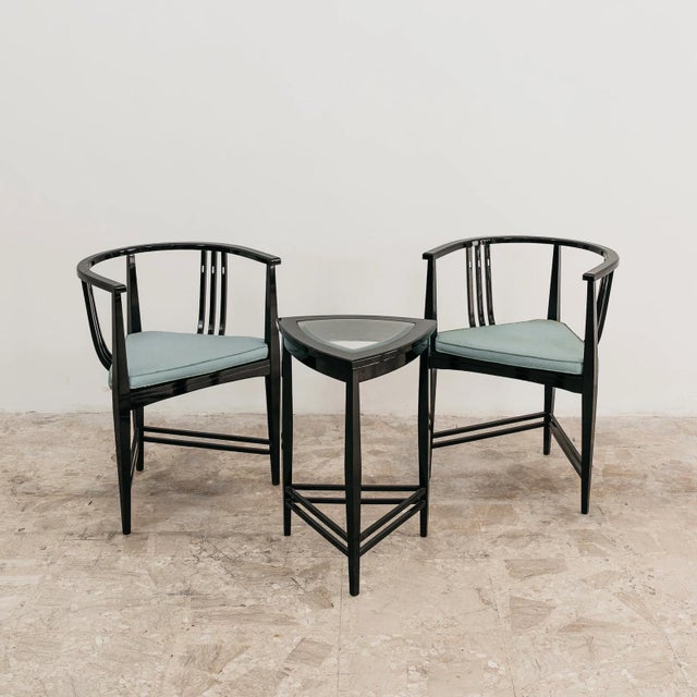 1980s Black Ash Armchairs and Coffee Table by Ernest Archibald Taylor, 1980s, Set of 3 For Sale - Image 5 of 12