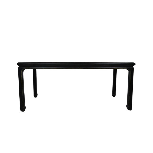 Black hand-painted golden Chinese-style lotus coffee table. Lotus is believed to have the spiritual energy of heaven and...