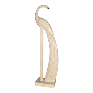Maitland Smith Hollywood Regency Tessellated Stone Brass Rattan Bird Sculpture
